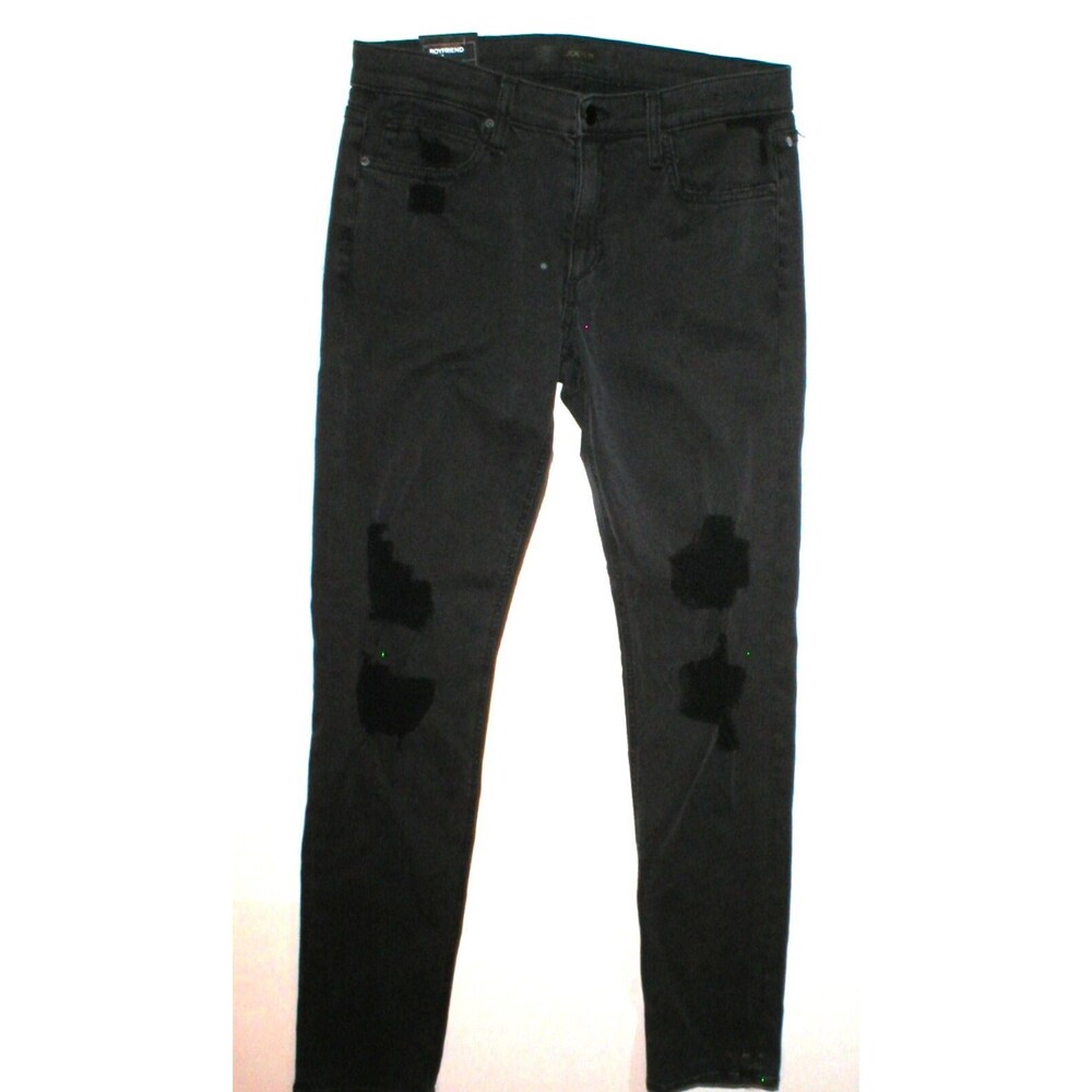 Womens New Designer NWT Joes Denim Jeans 26 Boyfriend Slim Destroyed Black USA